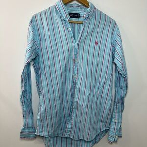 Ralph Lauren Polo Blue Stripes Buttoned Down Shirt Size Medium